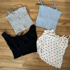 Four Brandy Melville Spring / Summer Top Bundle - Cami / Bardot Style - sz Small